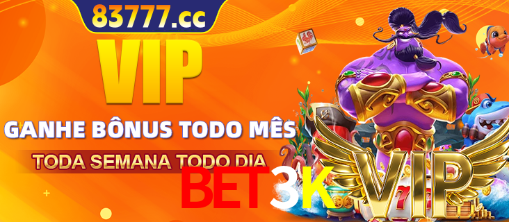 Banner promocional do BET3K oferecendo 100% de recompensas adicionais contínuas para quem fizer o login diário (Daily sign-in), com um mascote de coelho.