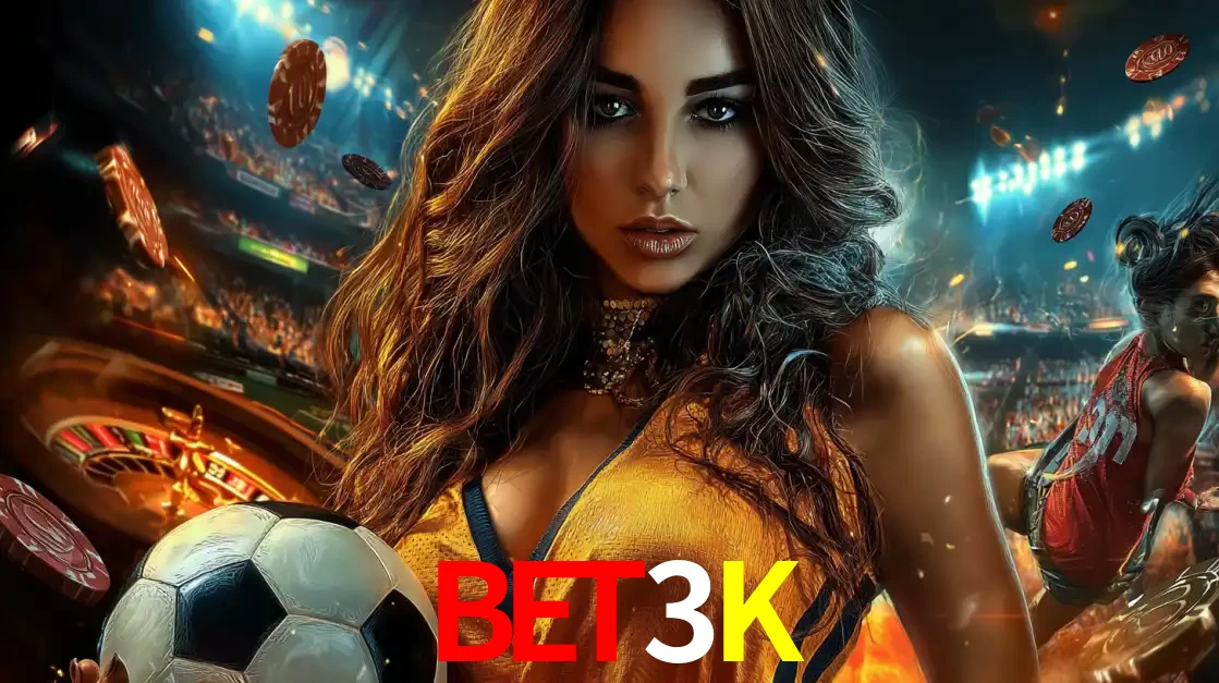 Mulher segurando uma bola de futebol em uma montagem que mistura a paixão esportiva com a emoção da roleta de cassino, tudo disponível na plataforma BET3K.